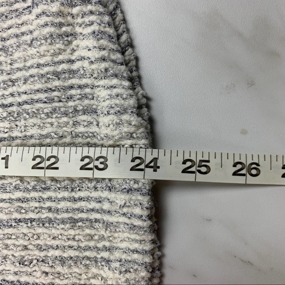 Calypso Womens Sz XS Tunic Top Striped Cream Grey Boho Tassels Fringe Lagenlook - Picture 7 of 10